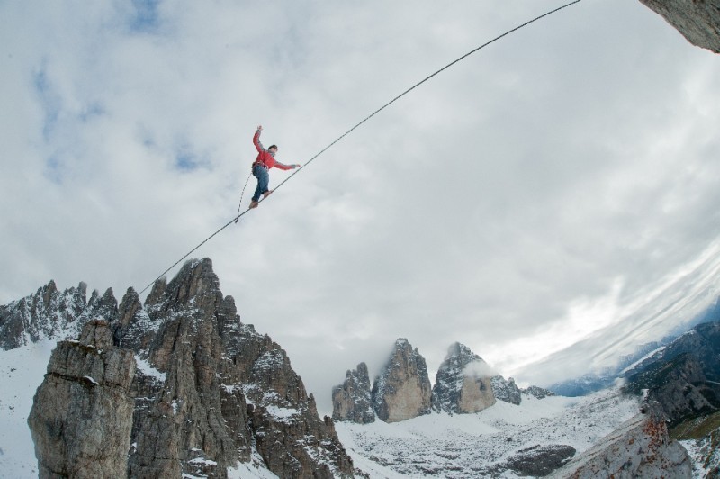 highline - zum "frankwurterwürstel" vor den 3 zinnen